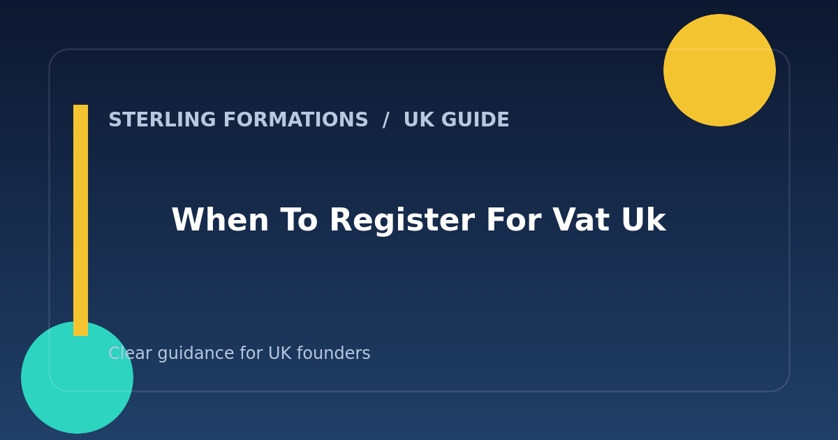 When to Register for VAT in the UK: Thresholds, Rules & Tips — Sterling Formations guide